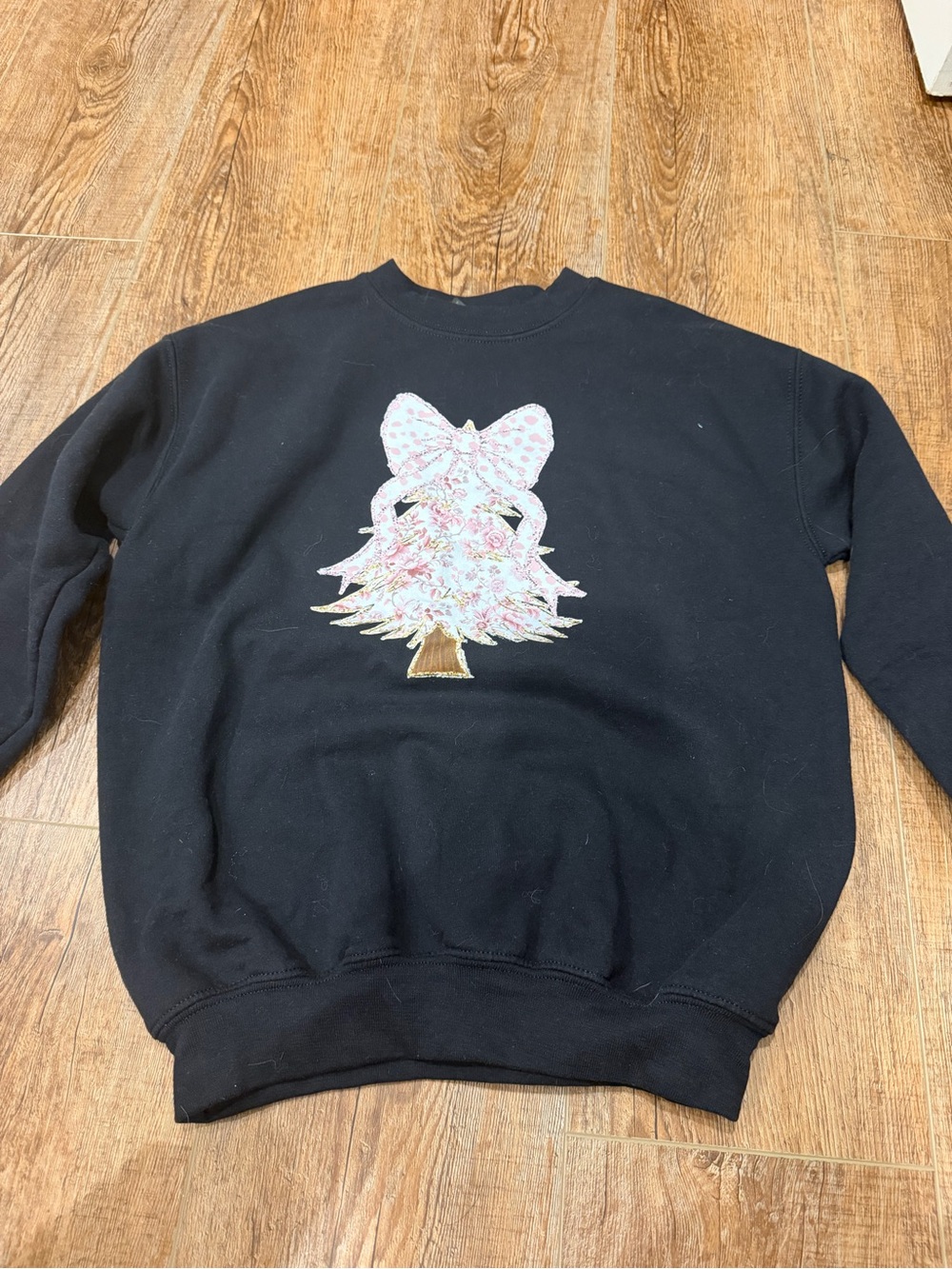 Gildan Black Sweatshirt with Pink Floral Tree Motif